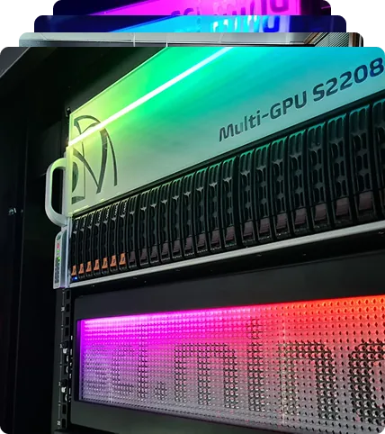 HPC sci.mind's multi-GPU server with RGB lighting