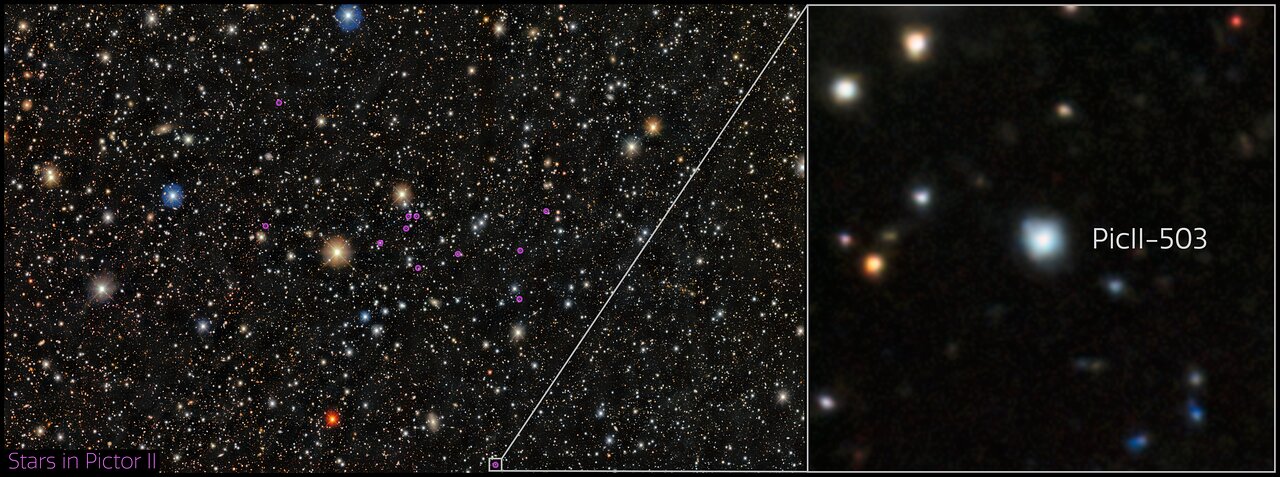 Star PicII-503 in Pictor II ultra-faint dwarf galaxy. Credit: CTIO/NOIRLab/DOE/NSF/AURA Image processing: Image Processing: T.A. Rector (University of Alaska Anchorage/NSF NOIRLab), M. Zamani & D. de Martin (NSF NOIRLab) Acknowledgment: PI: Anirudh Chiti, Alex Drlica-Wagner Star PicII-503 in Pictor II ultra-faint dwarf galaxy. Credit: CTIO/NOIRLab/DOE/NSF/AURA Image processing: Image Processing: T.A. Rector (University of Alaska Anchorage/NSF NOIRLab), M. Zamani & D. de Martin (NSF NOIRLab) Acknowledgment: PI: Anirudh Chiti, Alex Drlica-Wagner